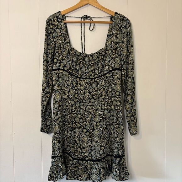Free People Mini Dress 6/Small Boho Floral Long Sleeve Feminine Cottagecore Cute - Picture 12 of 16